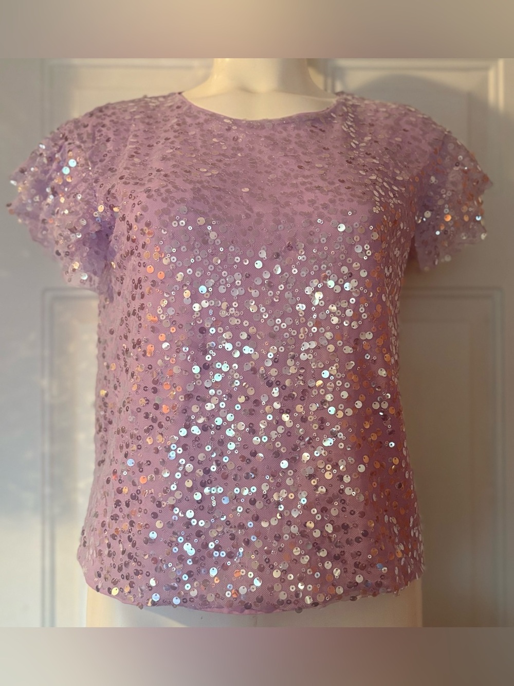 NWT Anthropologie Lavender Sequin Blouse Women’s size Small